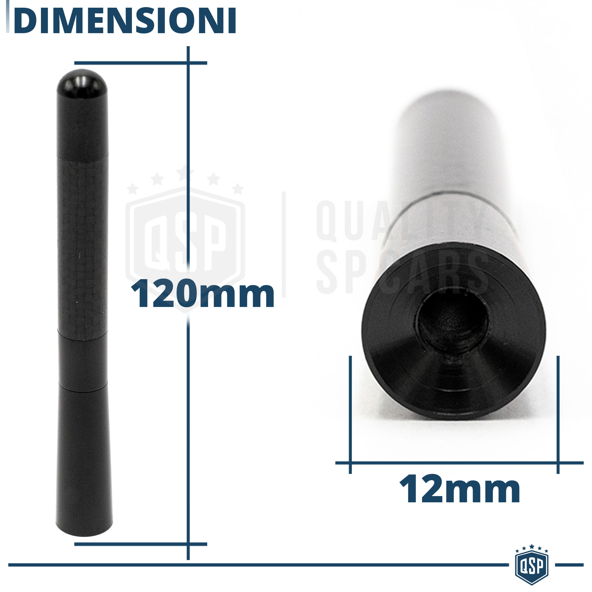 Antenna radio FM per auto KIMISS, antenna radio FM universale corta in fibra di carbonio 12 cm con viti(Carbon Red