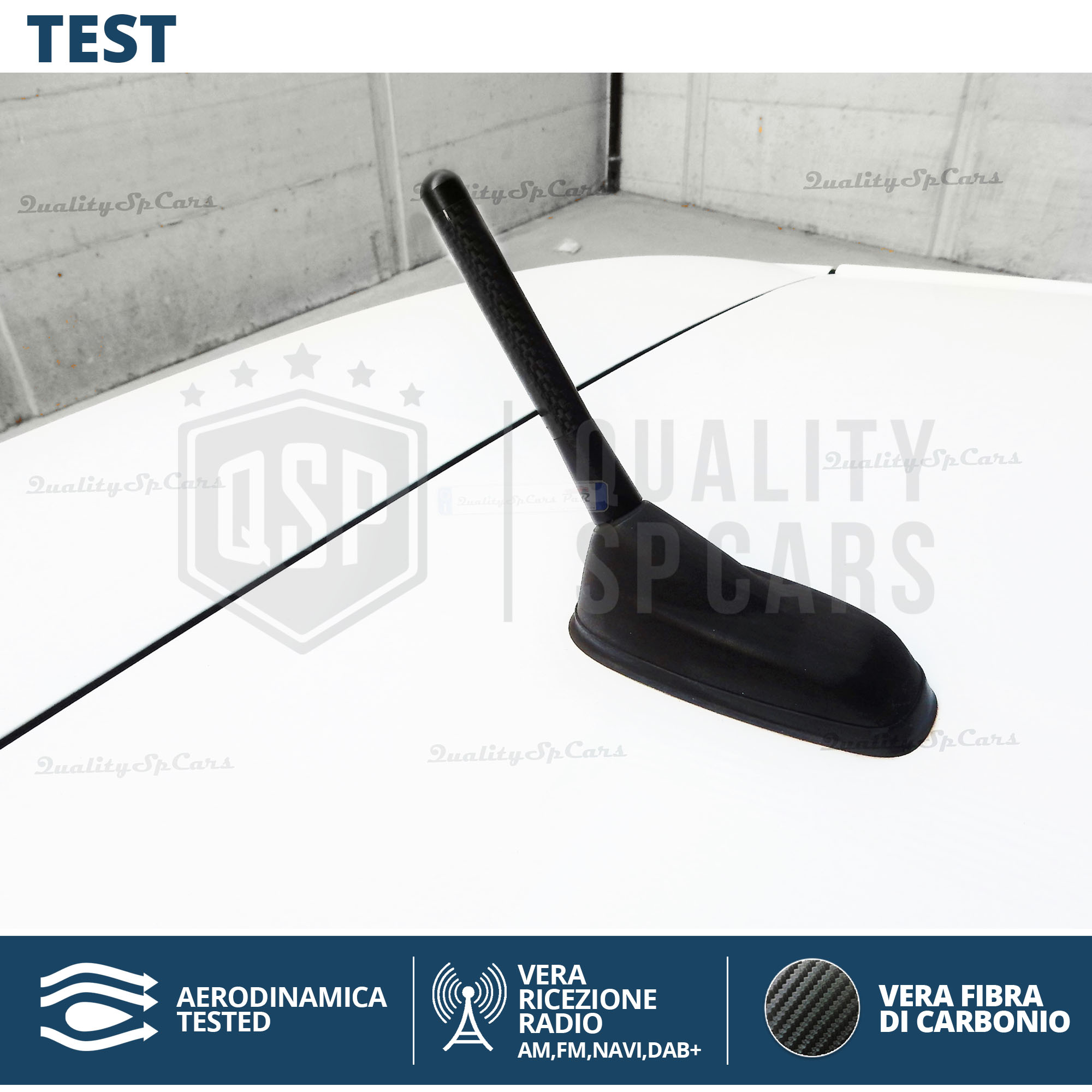 Antenna Universale Corta In Fibra Di Carbonio 12 Cm Per Auto - Colore Rosso Carbonio Con Viti E Adattatori Inclusi