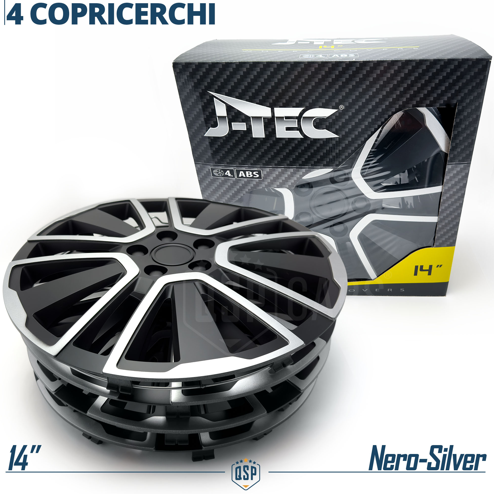 Copricerchi AutoStyle 14 Pollici Nero/argento - Kit 4 Pezzi, Serie PP 9984C, Per Personalizzare Le Ruote