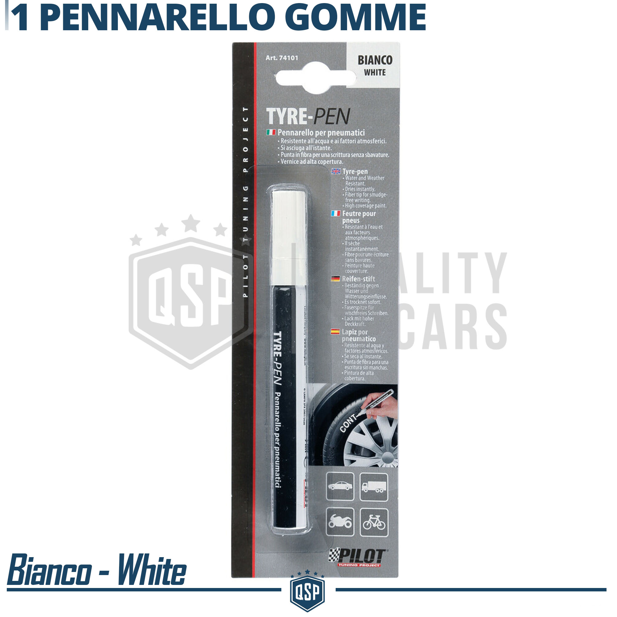 Pennarelli Per Pneumatici Bianchi Indelebili - Set Da 4 Pezzi, Waterproof, Per Gomme Auto, Moto, Legno, Vetro