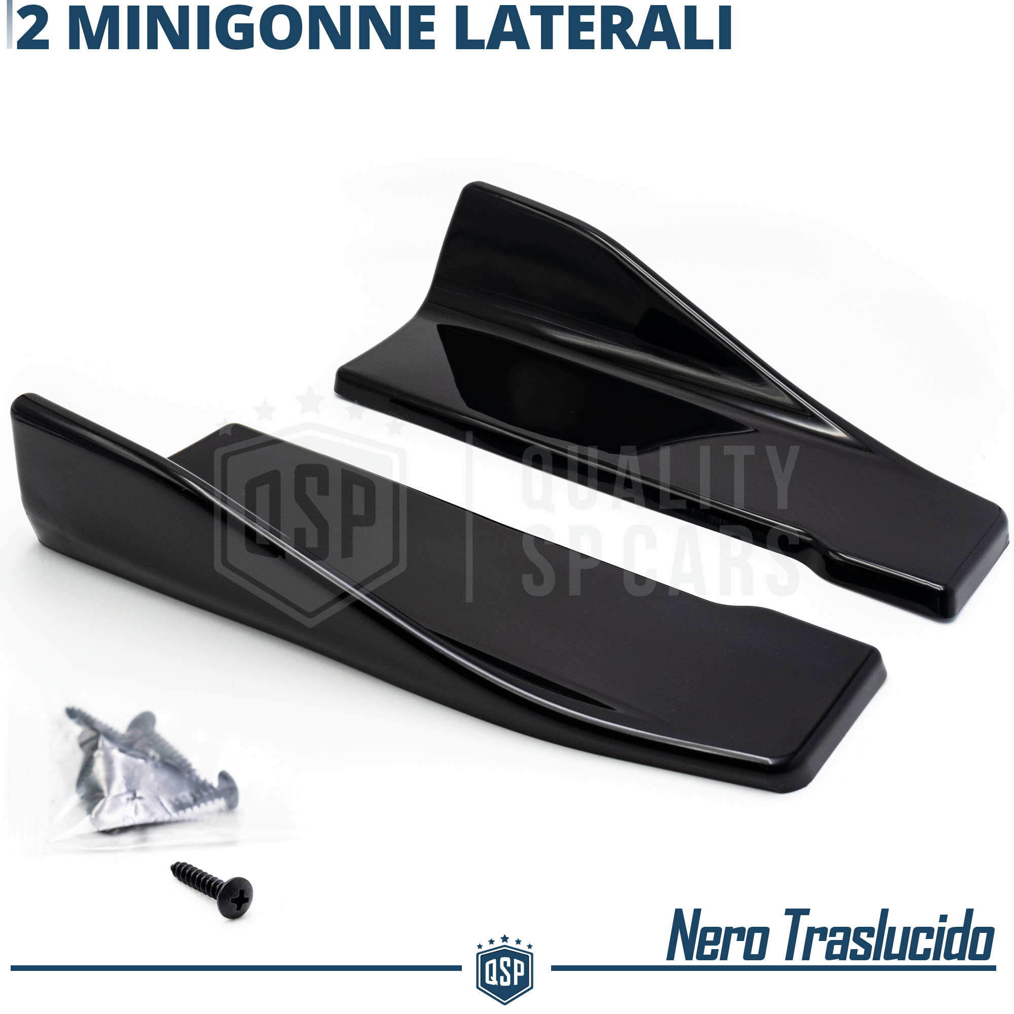 Reminnbor 2 Minigonne Laterali Universali Per Auto – Splitter Nero Lucido, Ali Paraurti, Diffusore Canard - 2