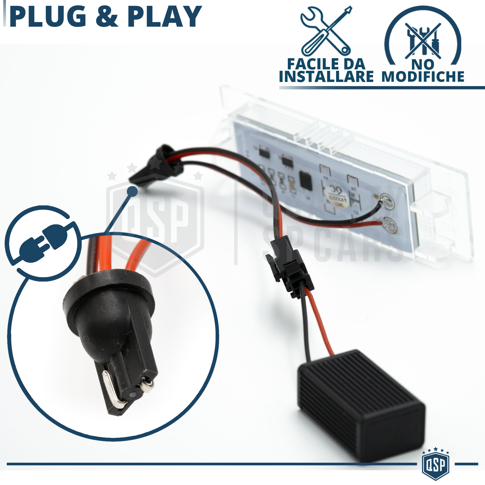 Recambo Illuminazione targa a LED con omologazione E, Plug & Play, Canbus, senza errori, compatibile con Mercedes SLK, tipo R170, anno di costruzione